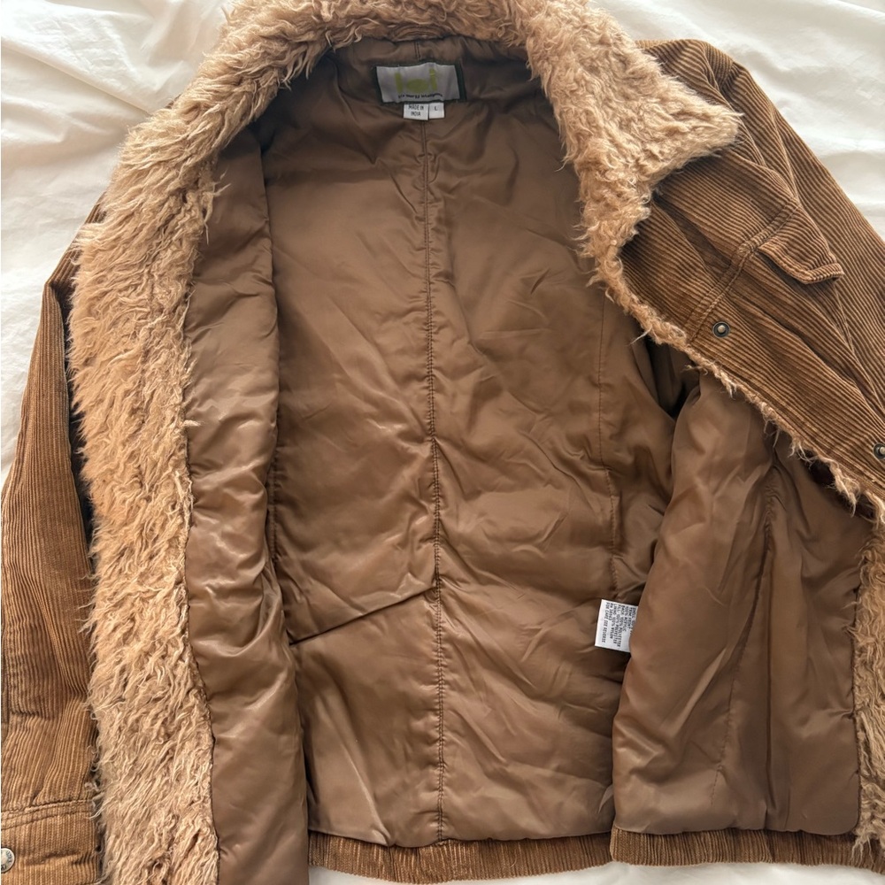 Y2K Lei Brown Corduroy Jacket with Faux Fur Lining - Picture 7 of 8